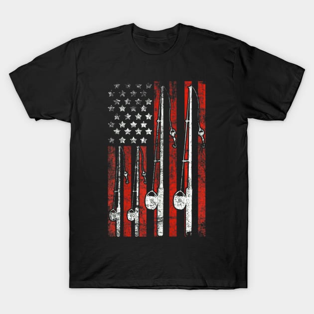 American Flag Fishing T-Shirt by Jannysingle